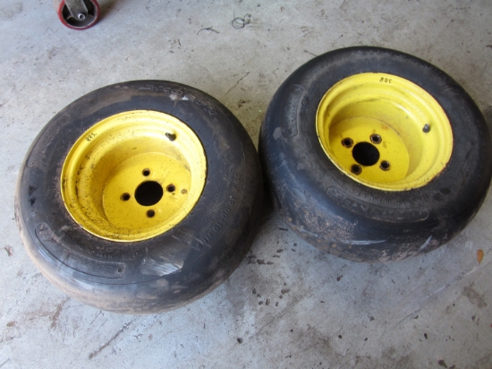 Picture of 2) Carlisle Smooth Tires  20x10.00-10 on John Deere Wheels Rims 2500A 2500B 2500E 2500 Greens Mower