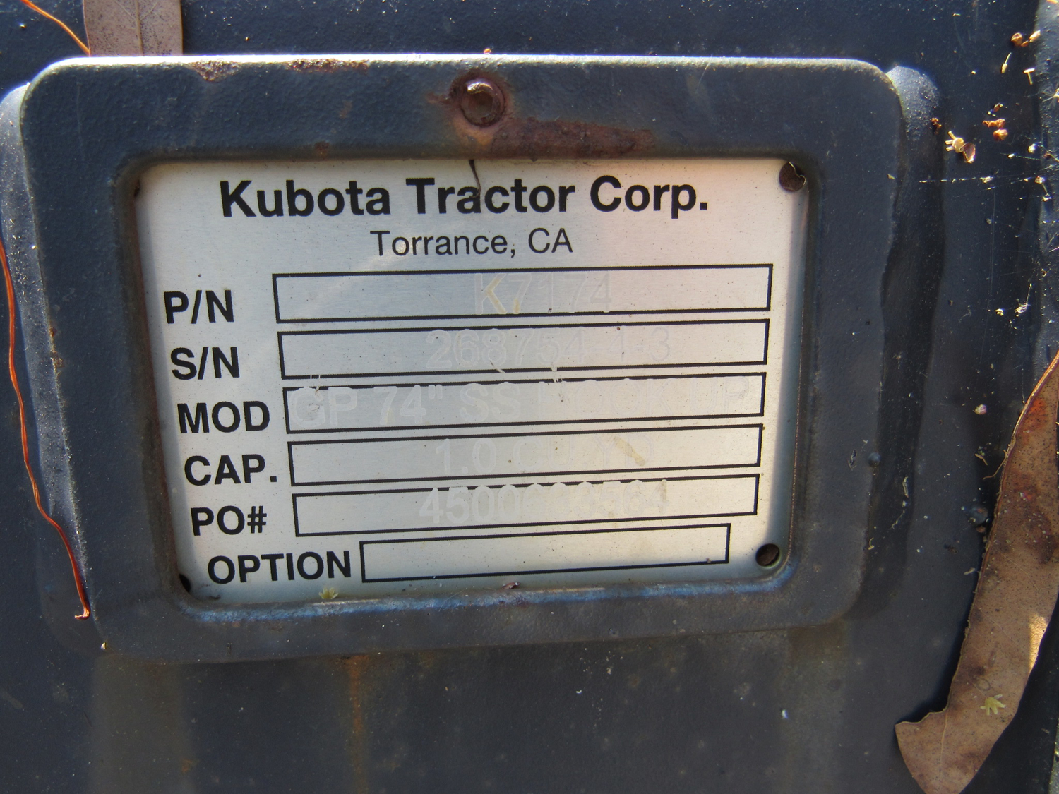 Eastern Triangle Enterprises LLC EStore. Kubota 1.0 Cubic Yard 74