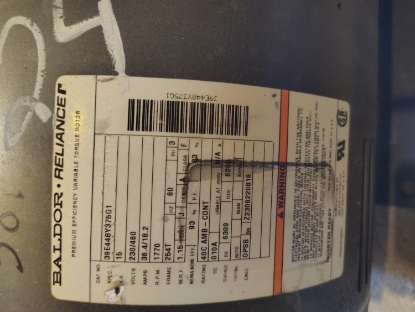 Picture of 15HP Baldor 39E448Y375G1 Electric Motor 230/460 Volt 1770 RPM 254T Frame Size
